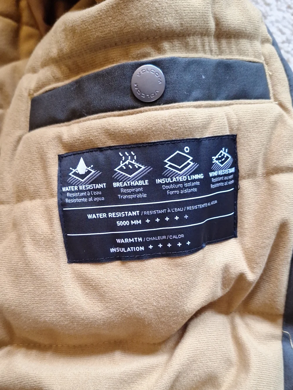 Volcom Men's Hernan Jacket in Olive with Mustard Interior